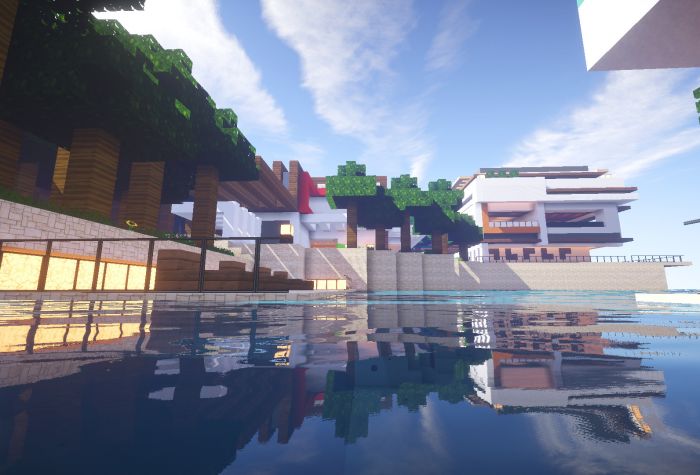Картинка здания, дома, большой бассейн Minecraft