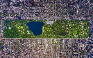 город Нью Йорк, Центральный парк, вид сверху, фото с высоты
