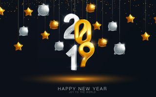блестящие золотые и серебряные цифры 2019 новый год