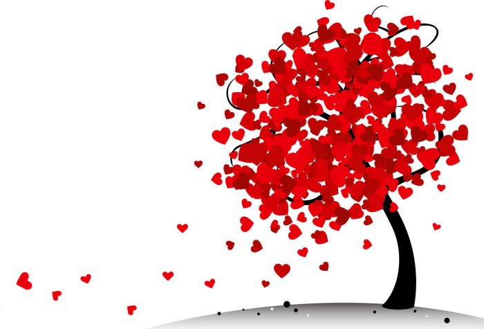 Картинка сердечки на дереве, любовь, День Святого Валентина
