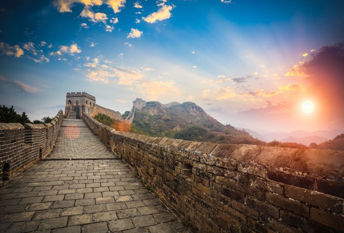 Картинка Великая Китайская стена на закате солнца