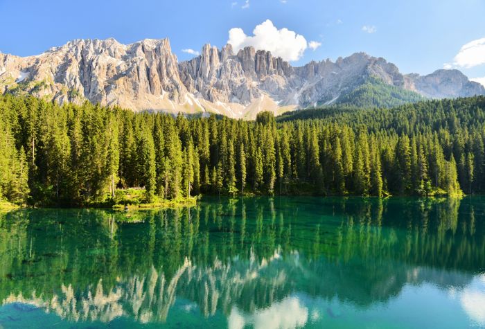 Картинка красота природы, озеро с отражением леса и гор