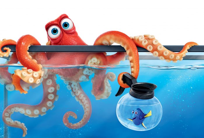 Картинка прикольный осьминогом Хэнк с рыбкой Дори