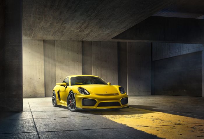 Картинка Porsche Cayman машина, суперкар желтого цвета