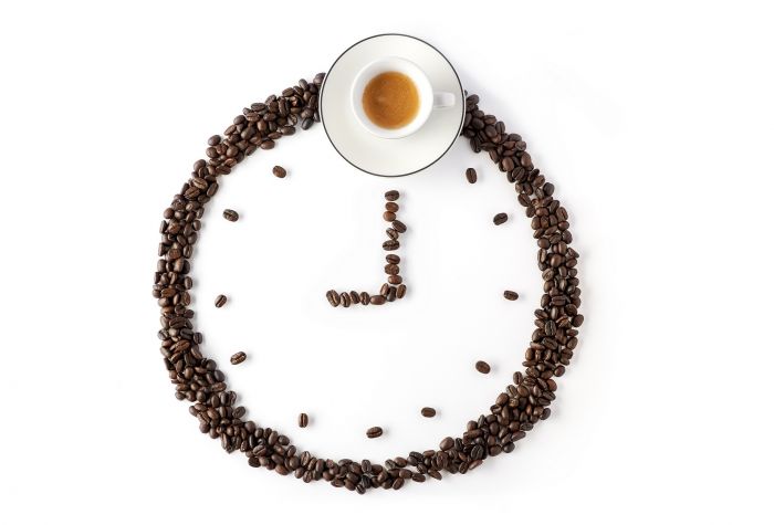 Картинка время кофе, Coffee Time, часы из кофейных зерен
