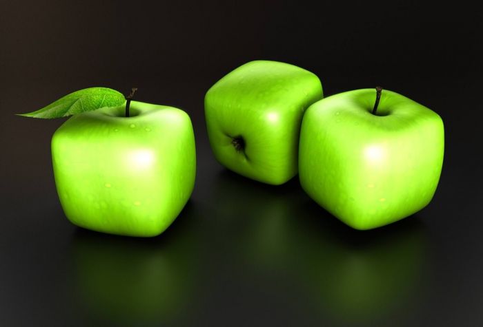 Картинка квадратные зеленые яблоки