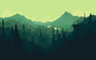 рисунок, лес, горы, наблюдательная вышка, игра Firewatch