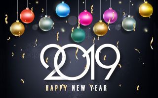 елочные шары, конфетти, 2019 новый год, Happy New Year