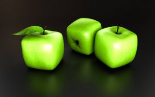 квадратные зеленые яблоки